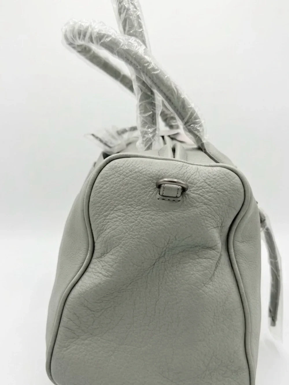 Liebeskind Pale Gray Pebbled Leather Satchel
